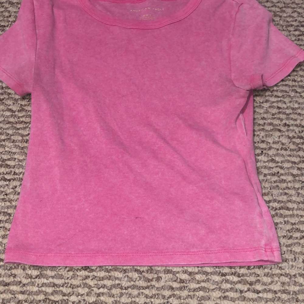 American Eagle Outfitters Distressed Pink Short Sleeve Tee